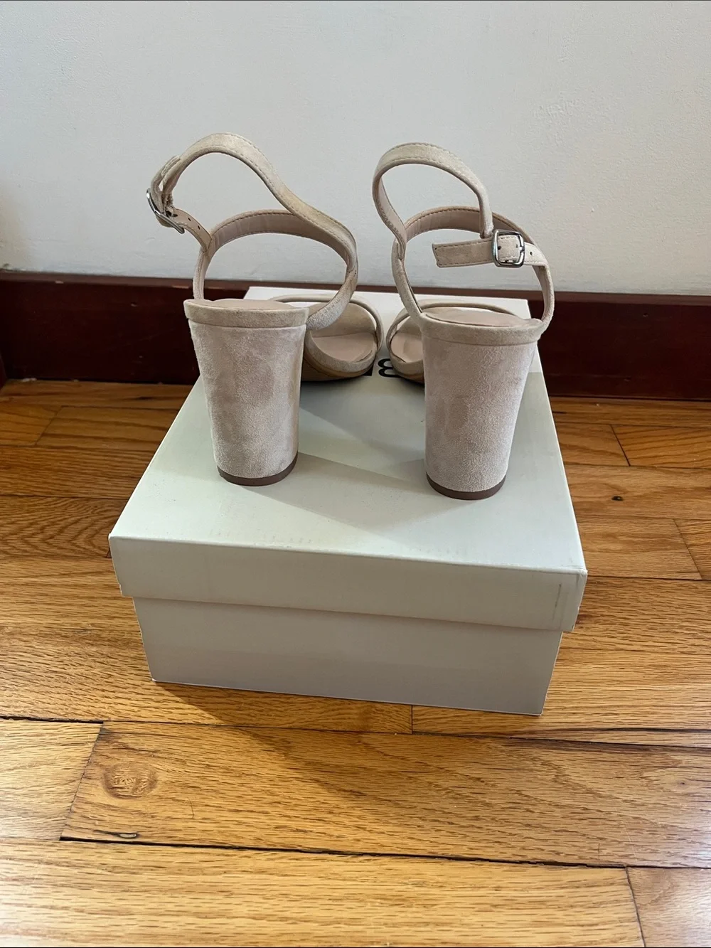 bp Neutral Suede Block Heel Sandals